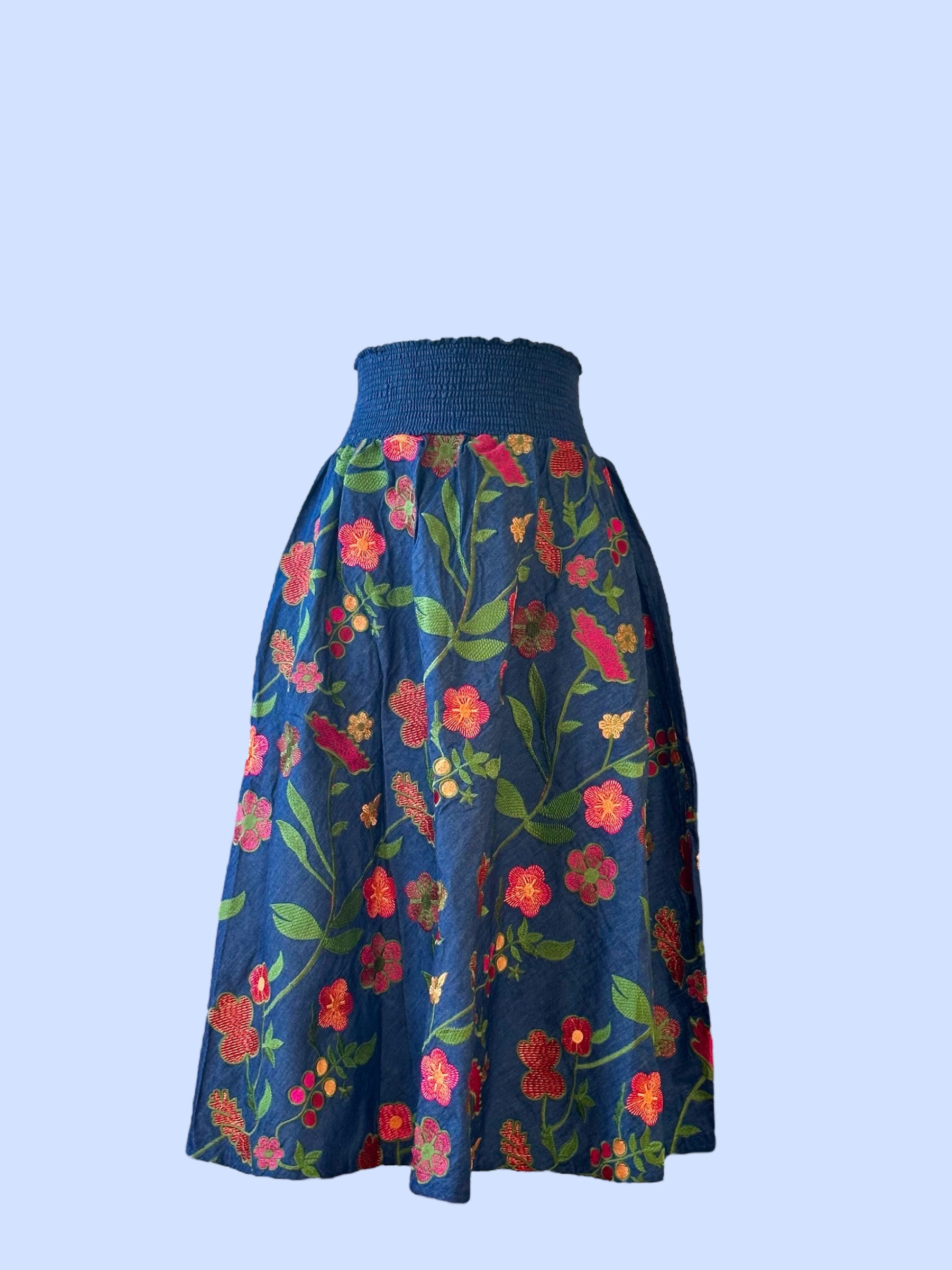 #1726 EMBROIDERED DENIM SKIRT