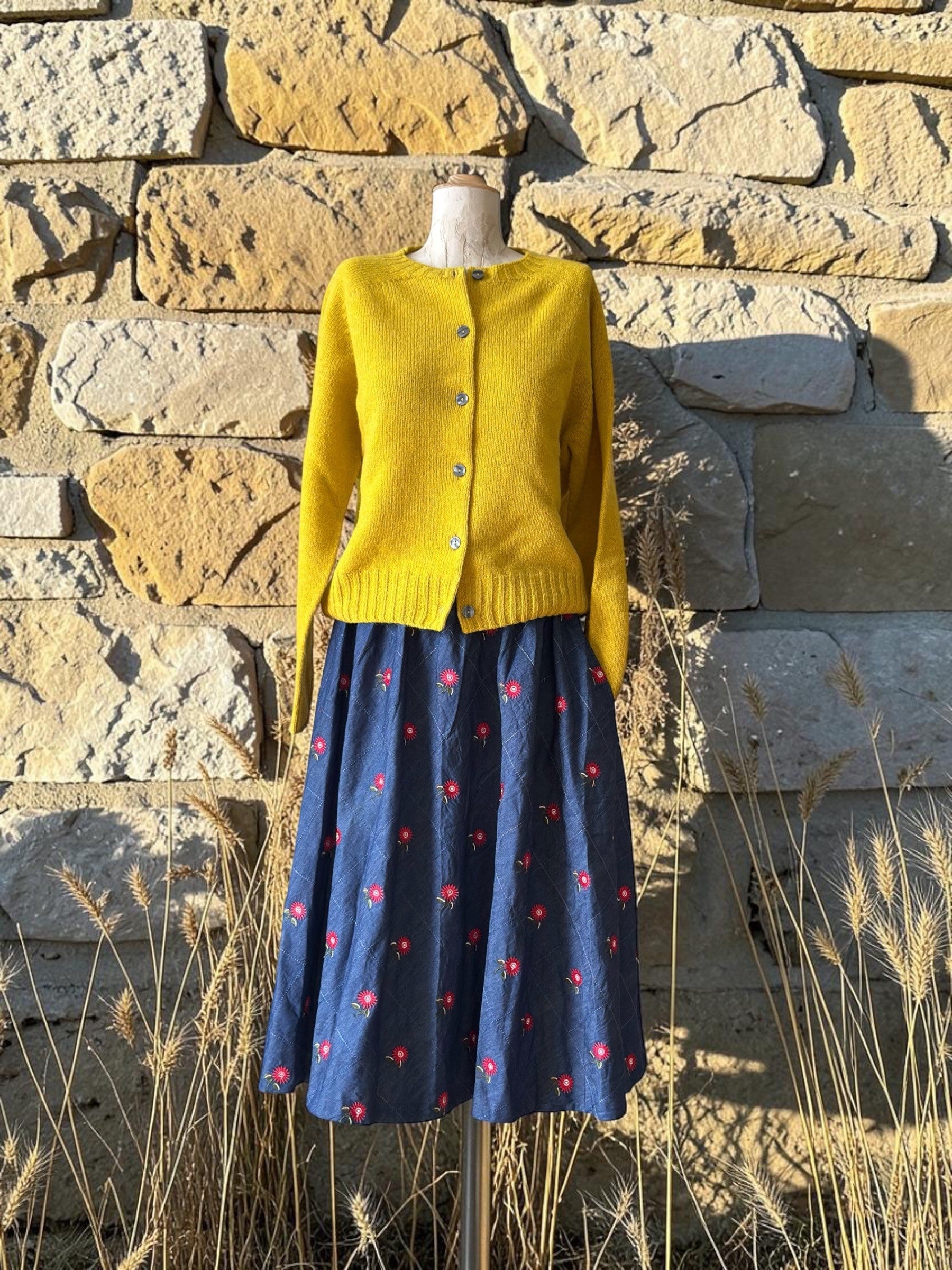 #1726 EMBROIDERED DENIM SKIRT