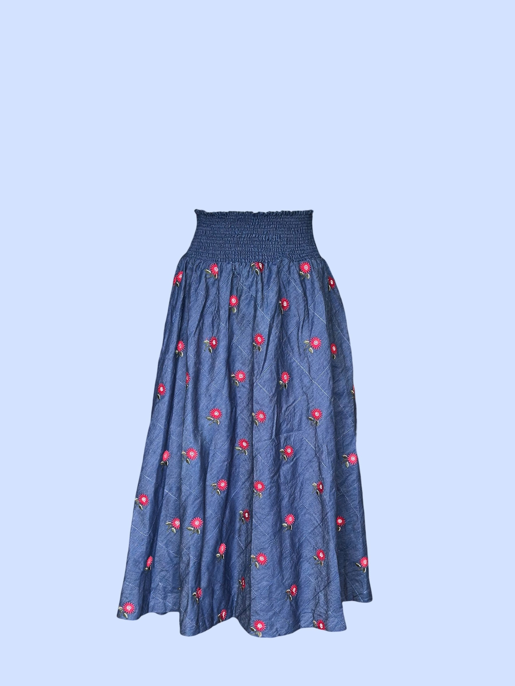 #1726 EMBROIDERED DENIM SKIRT