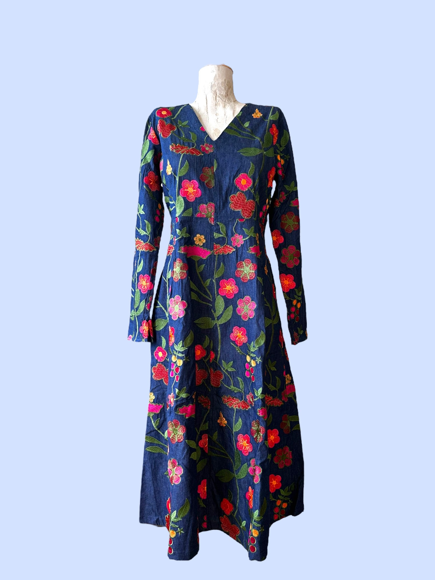 #1803B EMBROIDERED DENIM DRESS KIM