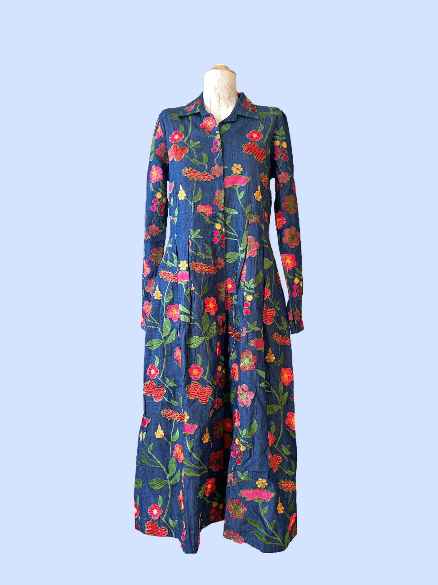 #56/2023 EMBROIDERED DENIM DRESS LIANA